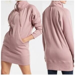 Athleta Dress Women‎ XS Pink Cozy Karma Quarter Zip Sweatshirt Mini